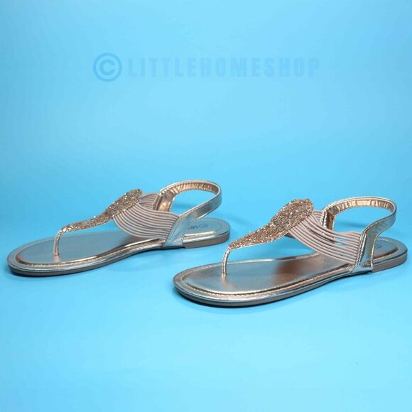 Like New!  Dream Pairs Champagne Gold Metallic Thong Sandal, Size 7 - Picture 2 of 11